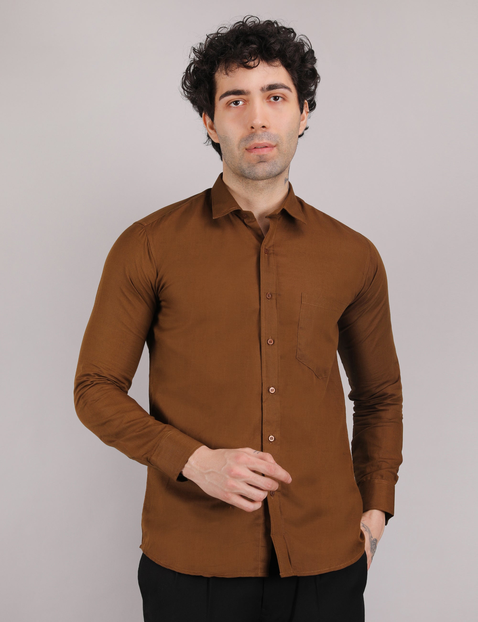 Cotton Linen: Mocha Brown