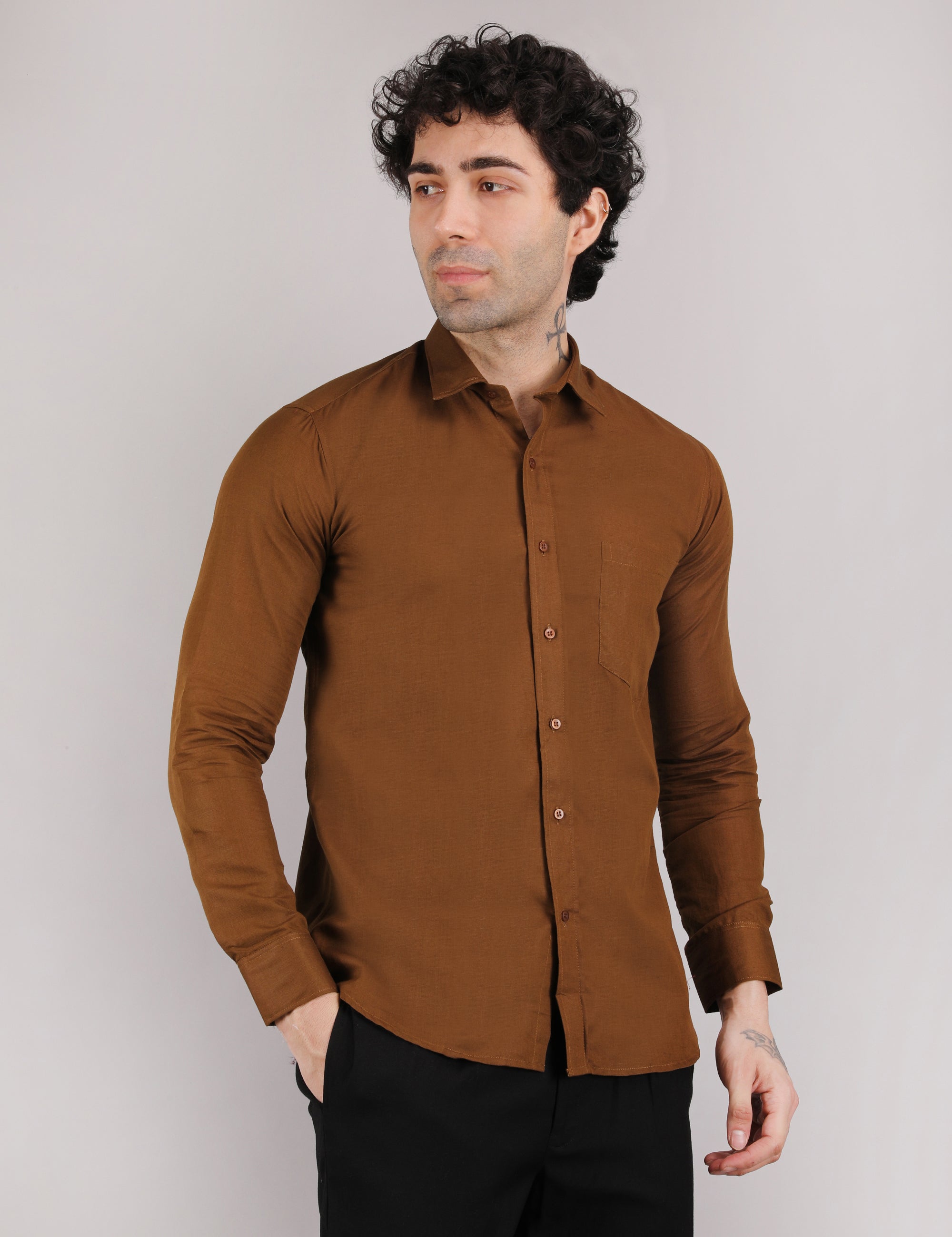 Cotton Linen: Mocha Brown